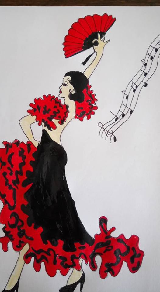 Dessins danseuse flamenco : illustrations-dessins par eliecreation