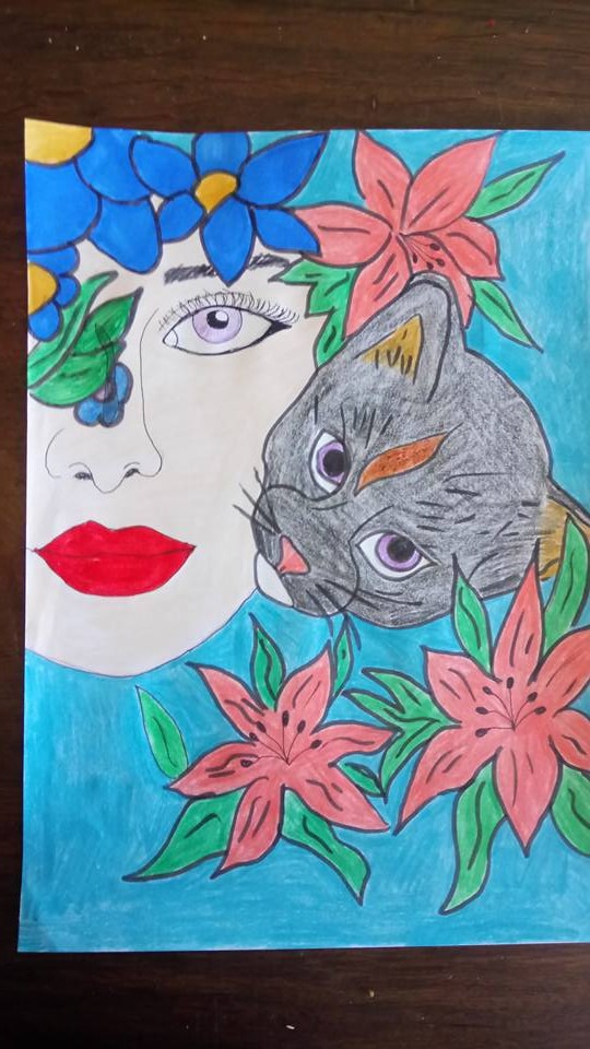 Visage Femme Avec Chat Illustrations Dessins Par Eliecreation Visage Femme Avec Chat Illustrations Dessins Par Eliecreation