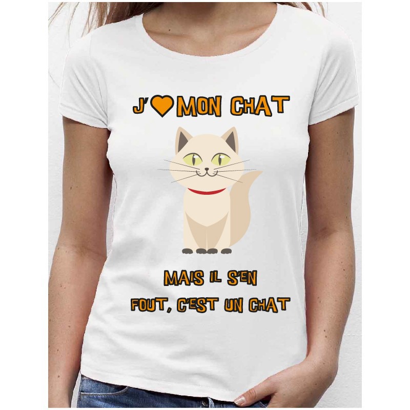 Tee Shirt Blanc Avec Motif J Aime Mon Chat Mode Femme Par Publiceo Tee Shirt Blanc Avec Motif J Aime Mon Chat Mode Femme Par Publiceo