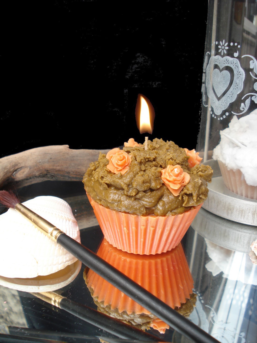 Bougie Gourmande Cupcake Trick Or Treat Halloween Gateau Citrouille Decomatine Luminaires Par Decomatine