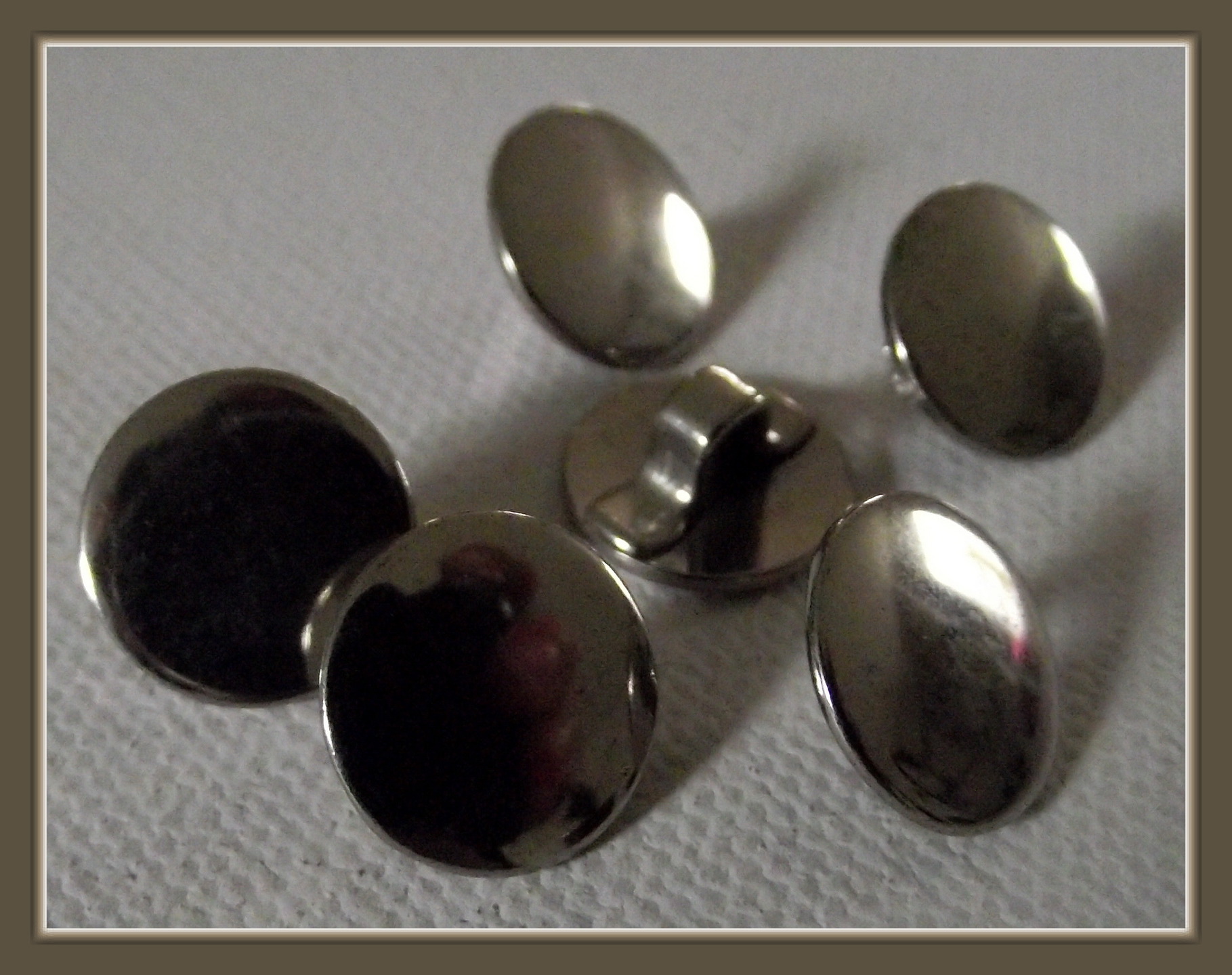 12 mm 1,2 cm  pied queue LOT 6 BOUTONS métal argenté plat button silvery 