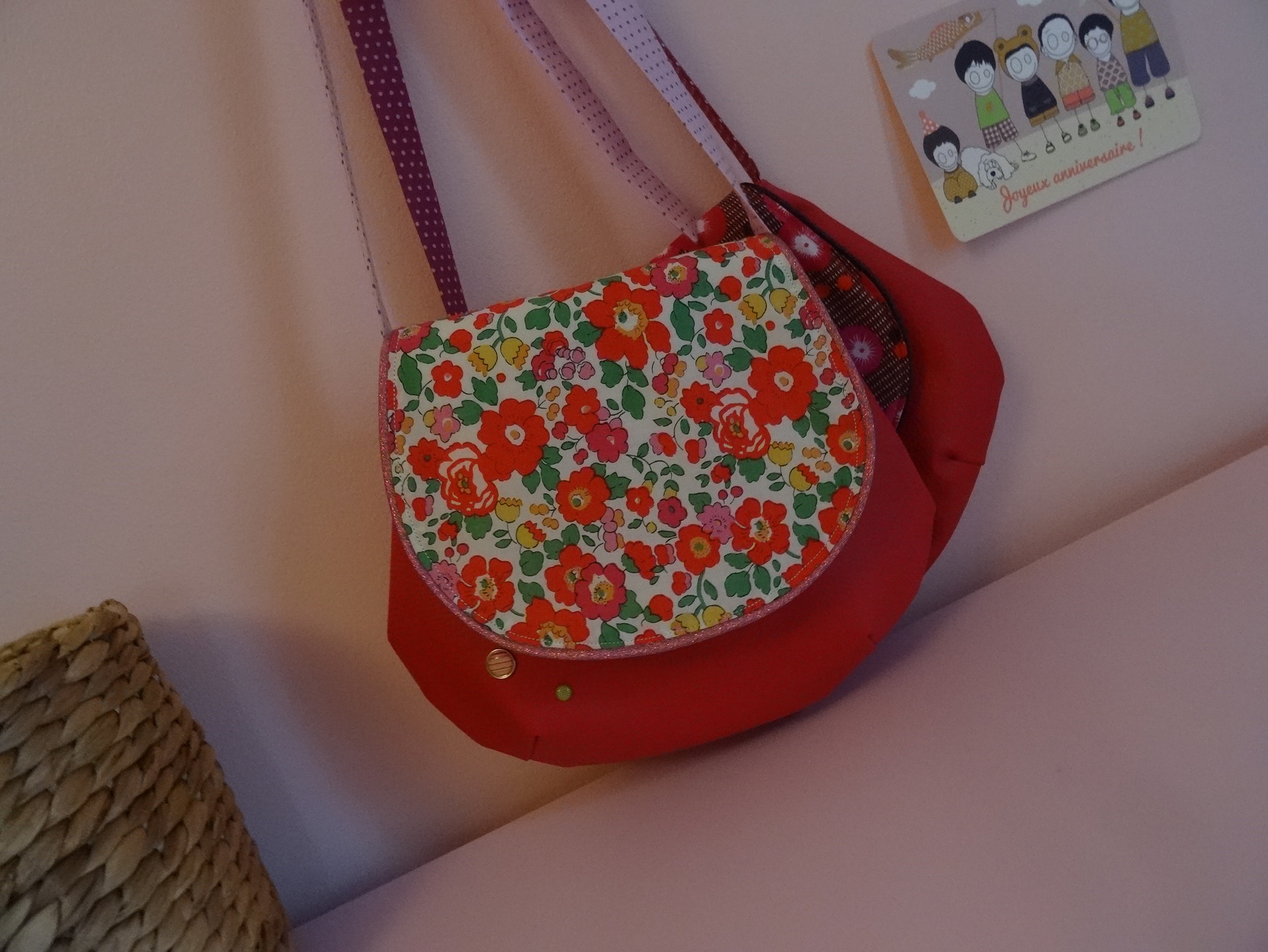 sac à main enfant bandoulière petite fille liberty et simili cuir tissu au  choix